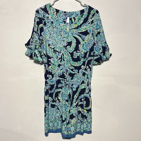Lilly Pulitzer Lula Romper High Tide Navy Scuba Doo Engineered Shorts Size Small - Picture 11 of 13